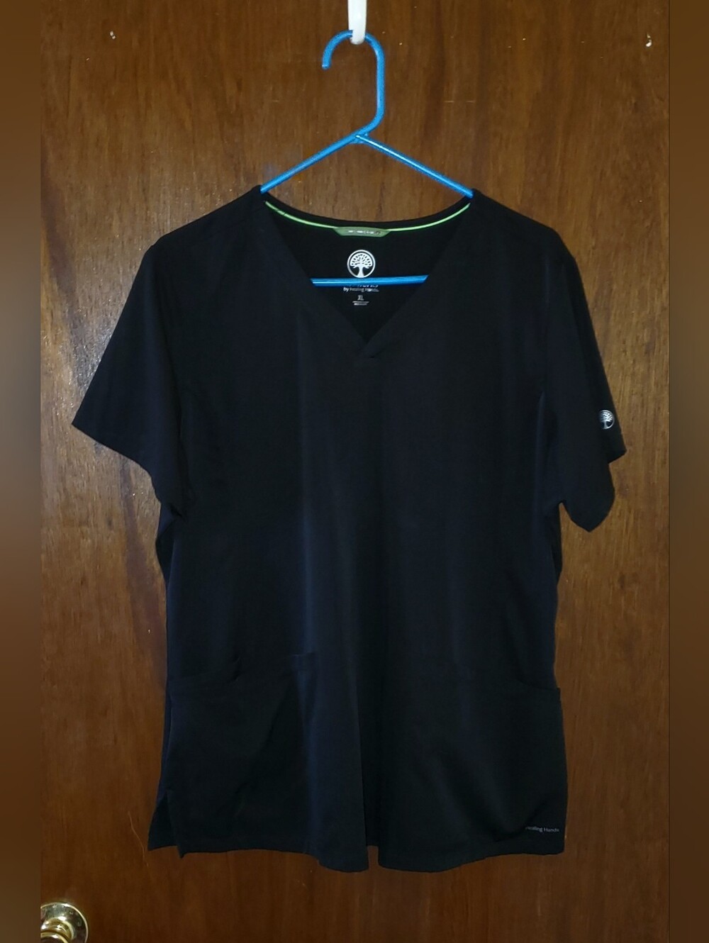 Healing Hands Works Black Scrub Top Sz Xl